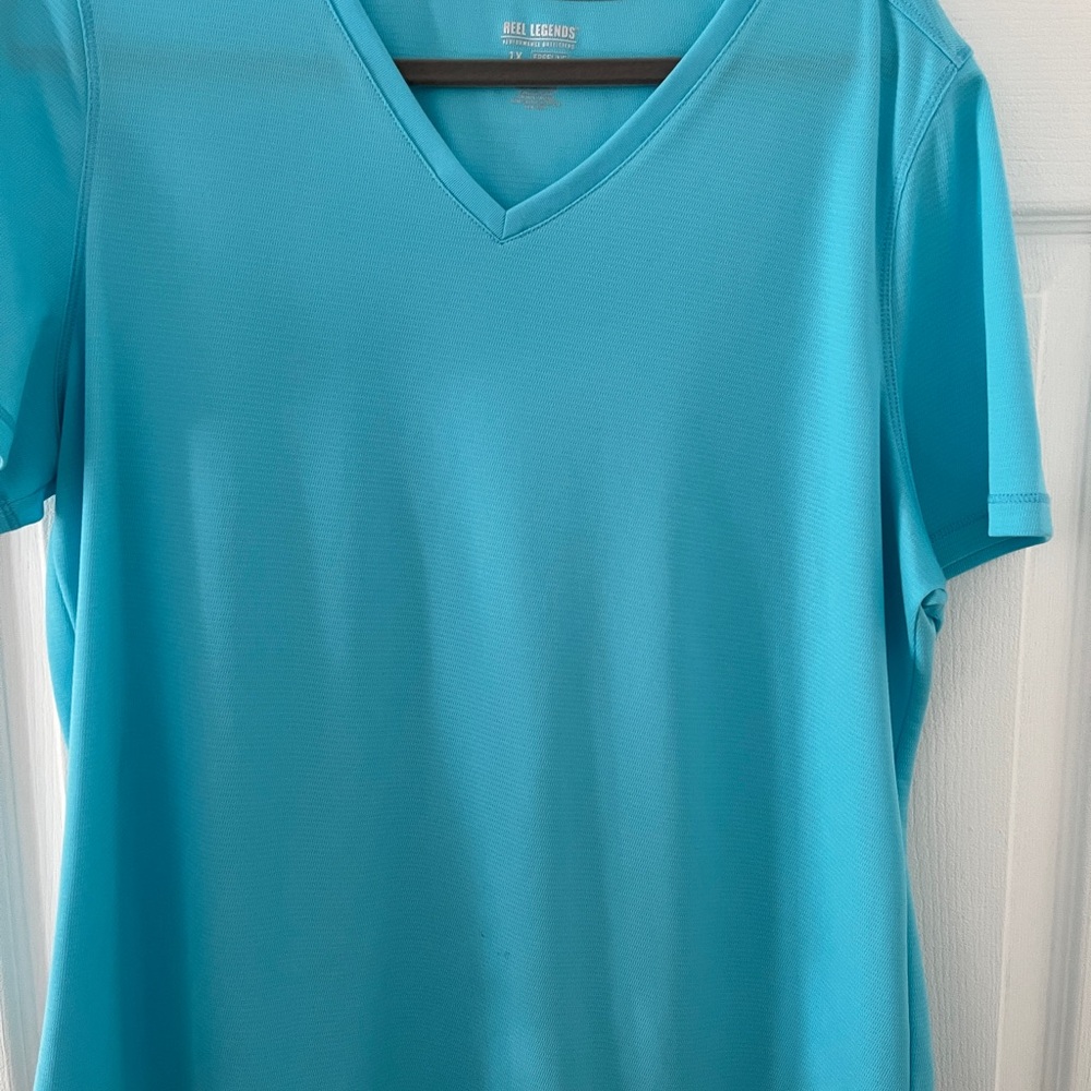 Reel Legends Turquoise V-Neck Short Sleeve Top